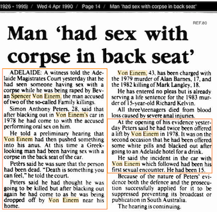 1990.4.4, Canberra Times, 'Man had sex with corpse in back seat'.png